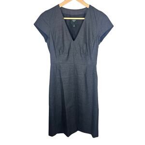 J. Crew Suiting Wool Blend Dark Gray V Neck Pencil Dress Size 00